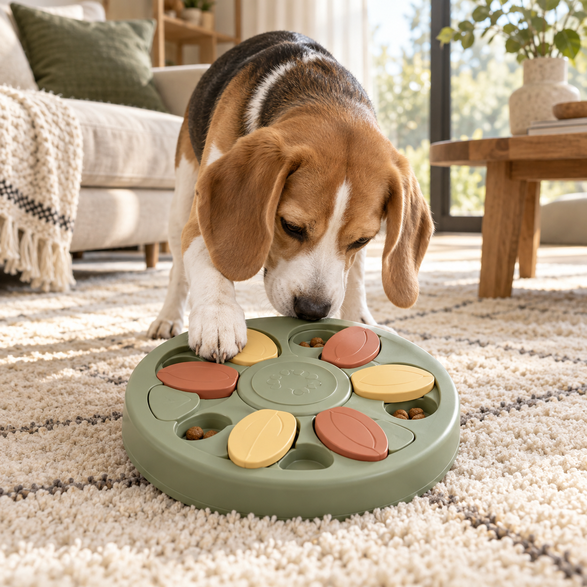 Roveitia PuzzlePaw Treat Maze in an everyday pet-life setting