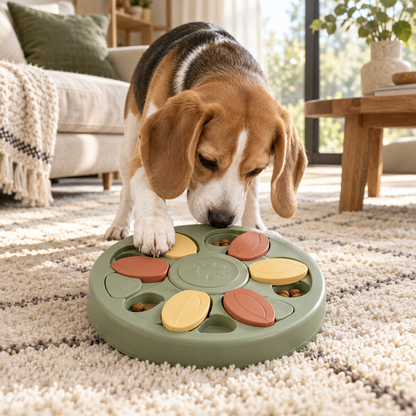 Roveitia PuzzlePaw Treat Maze in an everyday pet-life setting