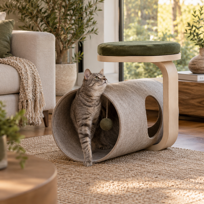 Roveitia WhiskerHaven Modular Cat Retreat in an everyday pet-life setting